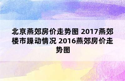 北京燕郊房价走势图 2017燕郊楼市躁动情况 2016燕郊房价走势图